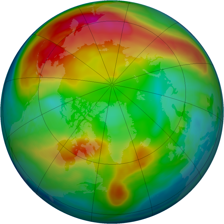 Arctic ozone map for 01 January 2007